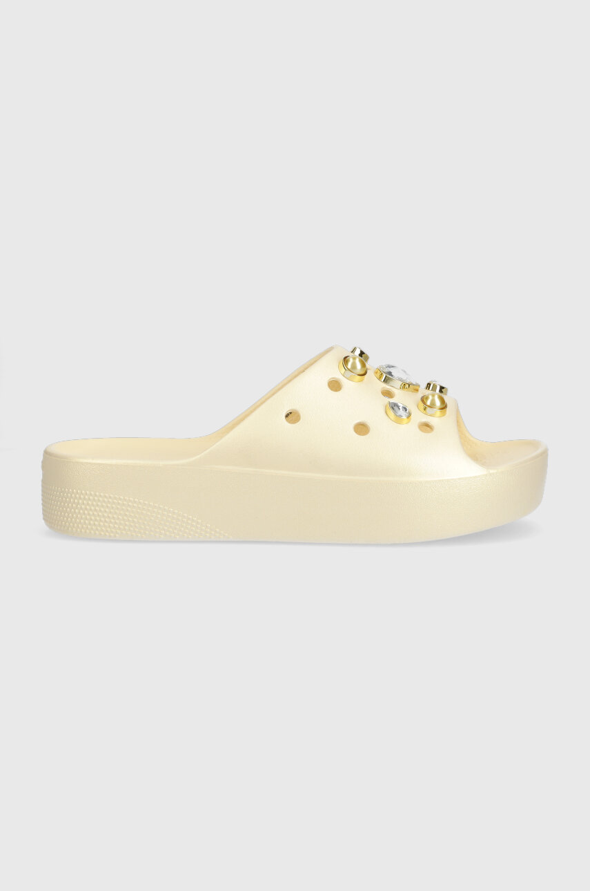 Crocs papucs Classic Platform Crystals Perls Slide bézs, női ...