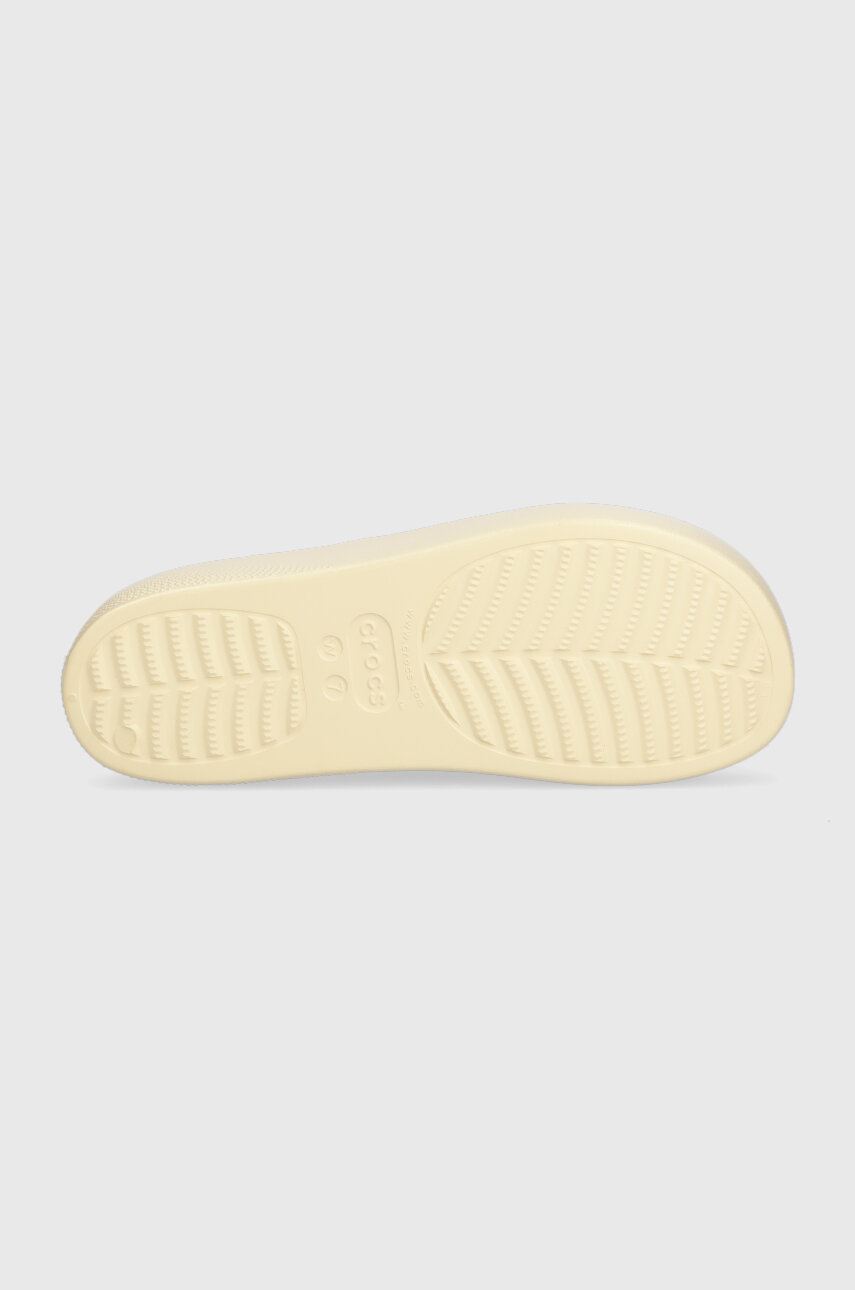 Natikači Crocs Classic Platform Crystals Perls Slide ženski, bež barva ...