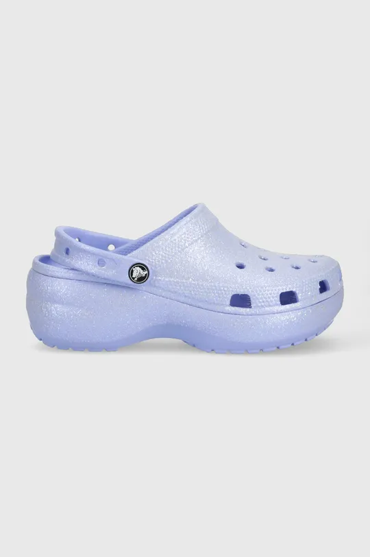 μωβ Παντόφλες Crocs Classic Platform Glitter Clog Γυναικεία
