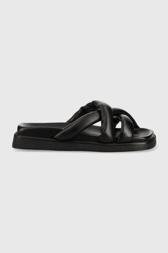 μαύρο Δερμάτινες παντόφλες Alohas Slip On Cross Γυναικεία