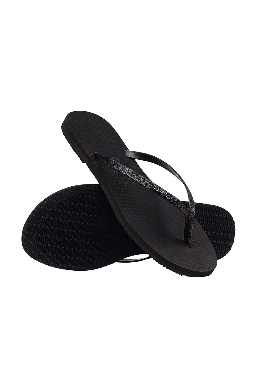 Вьетнамки Havaianas YOU GLITTER женские цвет чёрный на плоском ходу ...