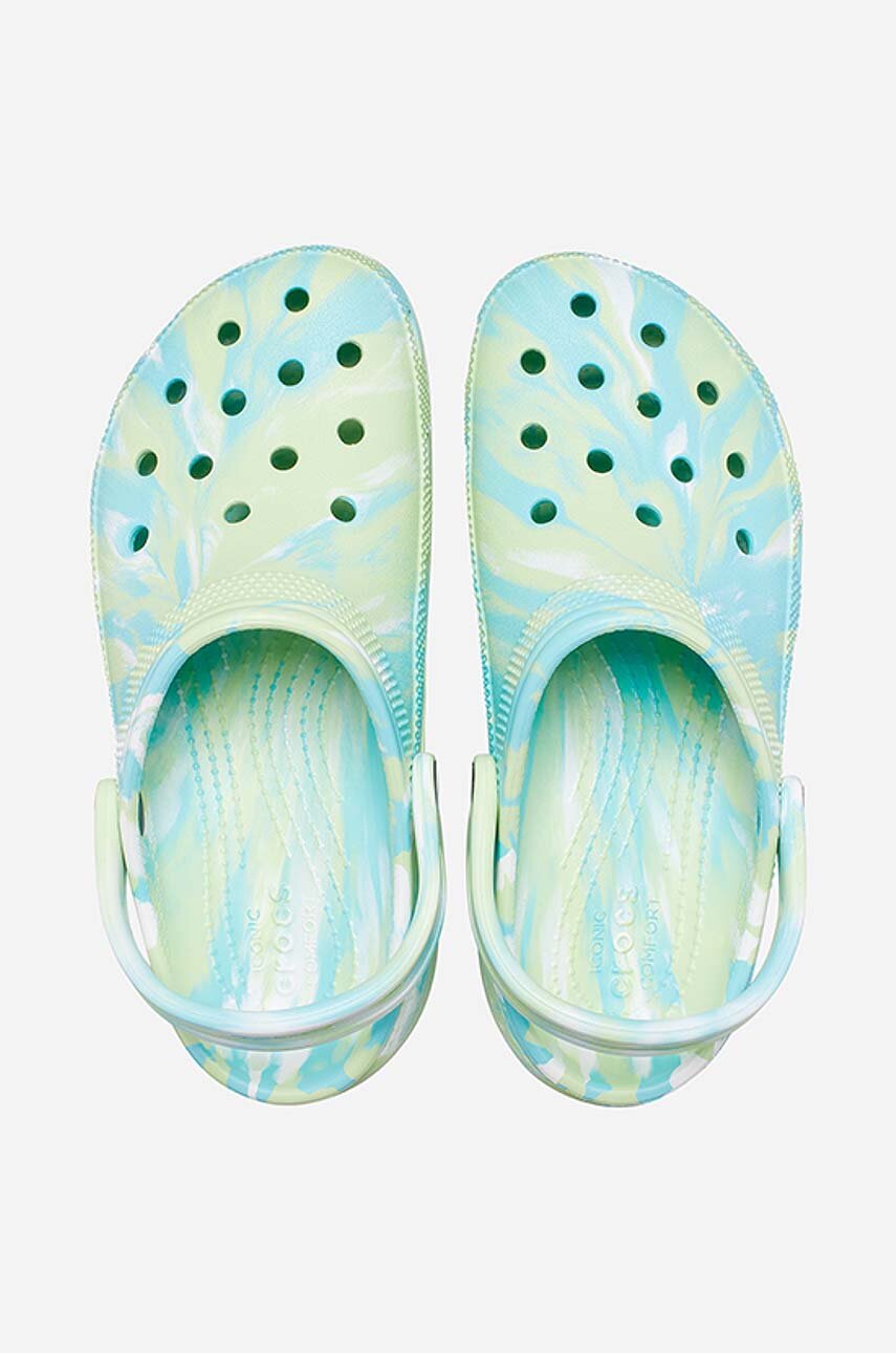 Crocs papuci Platform Marbled Clog femei, cu platforma 207176.CELERY