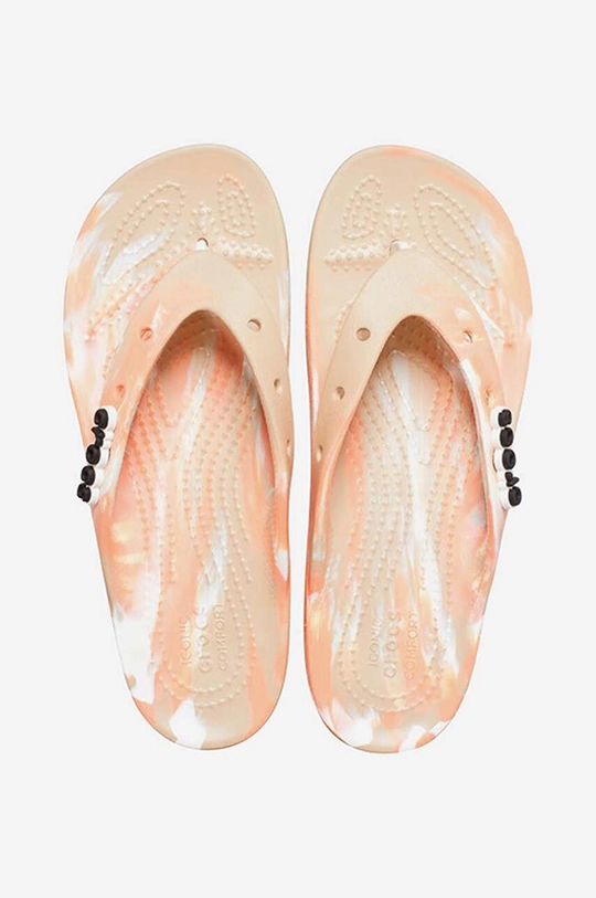 orange Crocs flip flops Platform Marbled