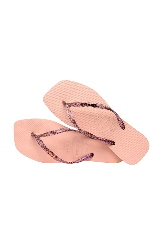 roza Japonke Havaianas SLIM SQUARE LOGO METALLIC