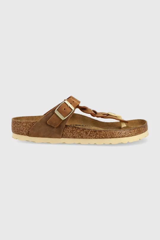 καφέ Δερμάτινες σαγιονάρες Birkenstock Gizeh Braided Γυναικεία