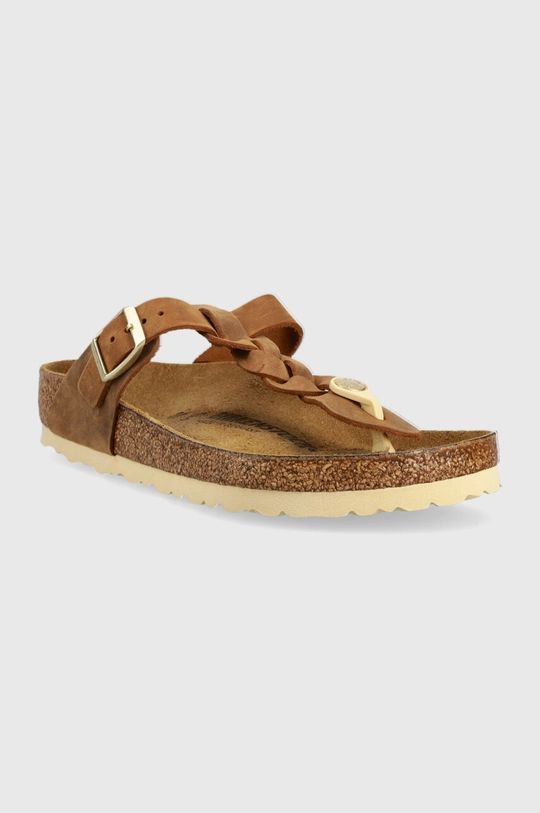 Birkenstock japonki skórzane Gizeh Braided brązowy