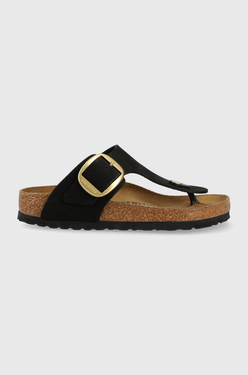 Birkenstock suede flip flops Gizeh Big Buckle women's black color | buy on PRM