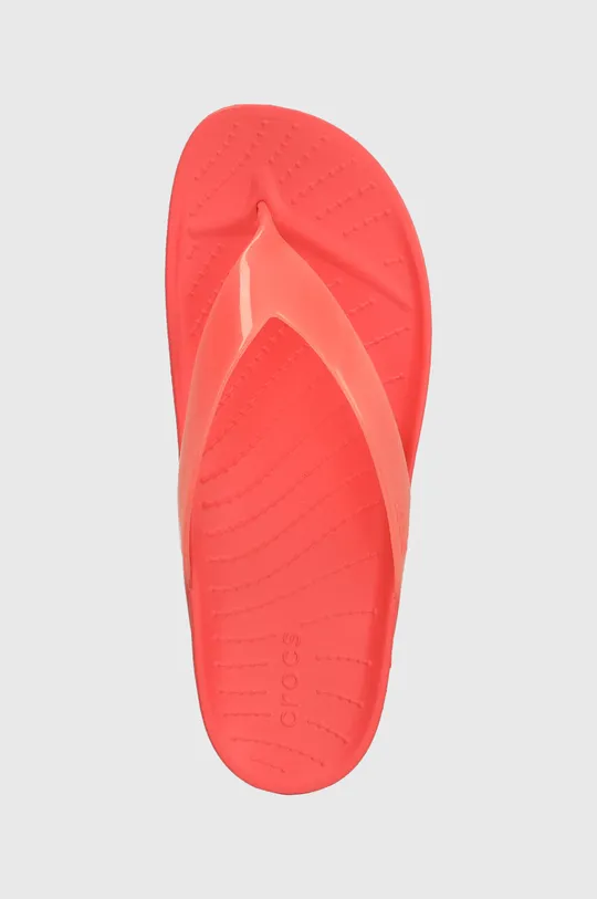 orange Crocs flip flops