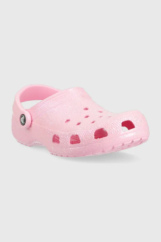 Дитячі шльопанці Crocs CLASSIC GLITTER CLOG рожевий