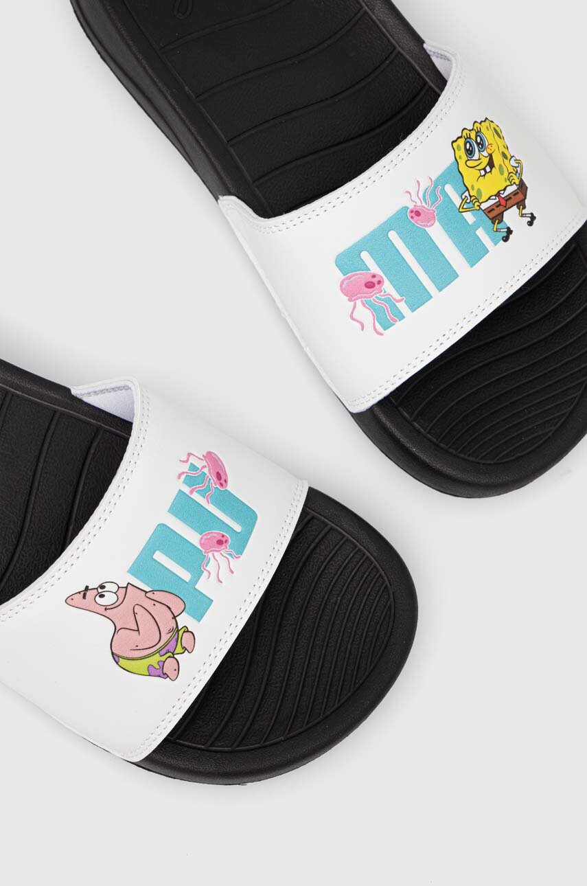 Puma slapi copii Popcat 20 Spongebob Jr culoarea alb | ANSWEAR.ro