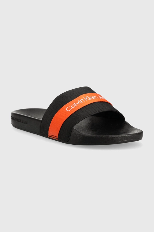 Παντόφλες Calvin Klein Jeans SLIDE WEBBING μαύρο