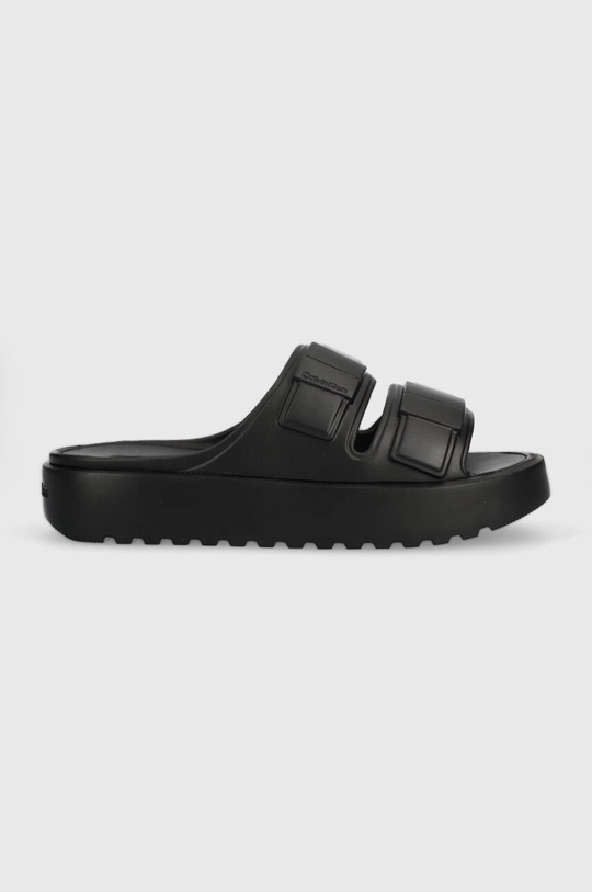 μαύρο Παντόφλες Calvin Klein DOUBLE STRAP SLIPPER Ανδρικά