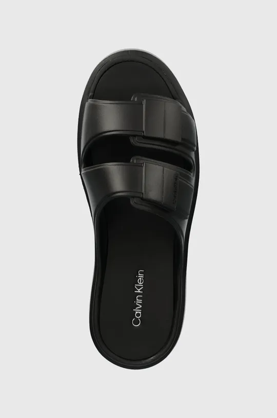 fekete Calvin Klein papucs DOUBLE STRAP SLIPPER