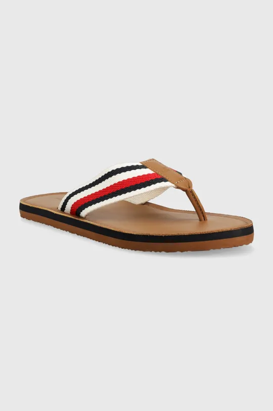 Σαγιονάρες Tommy Hilfiger HILFIGER LEATHER BEACH SANDAL καφέ