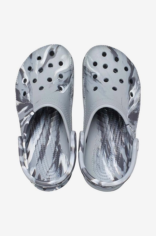 gray Crocs sliders Classic Marbled Clog