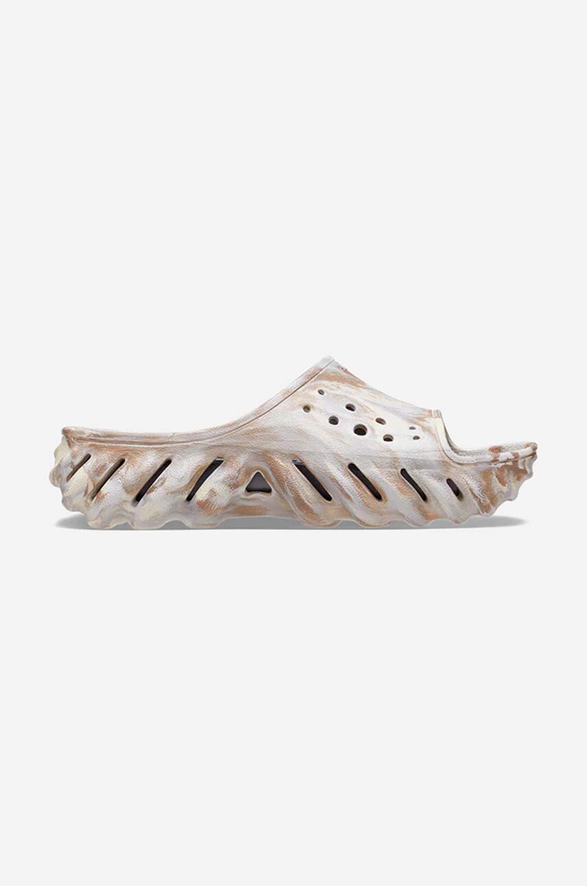 beige Crocs sliders Echo Marbled Unisex