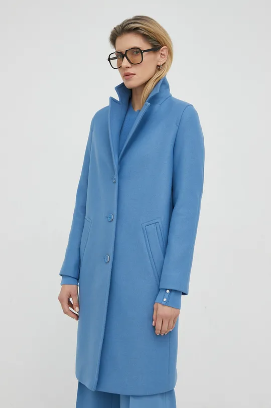 modrá Vlnený kabát BOSS Dámsky
