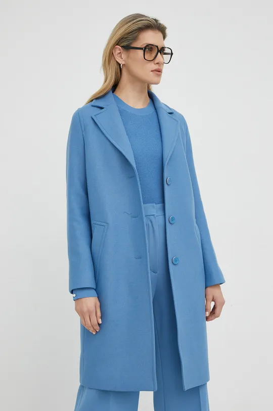 μπλε Μάλλινο παλτό BOSS