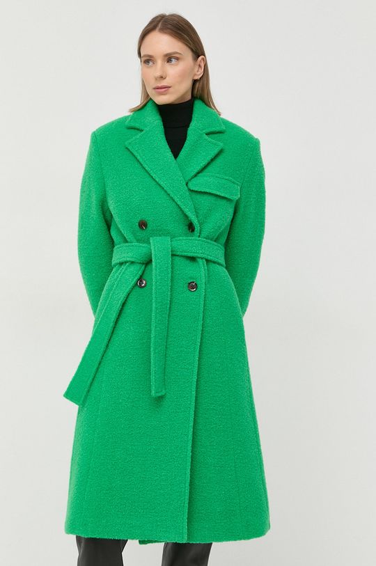 Vlněný kabát Samsoe Samsoe Milena zelená