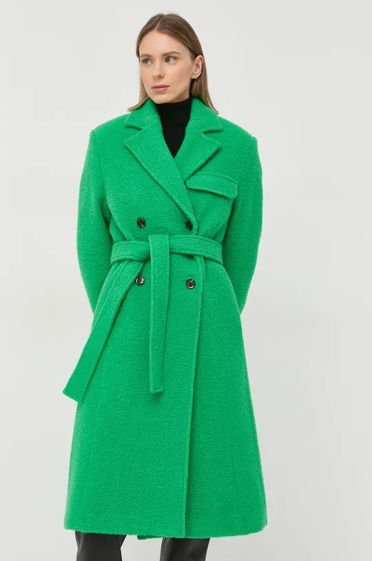 Μάλλινο παλτό Samsoe Samsoe Milena πράσινο