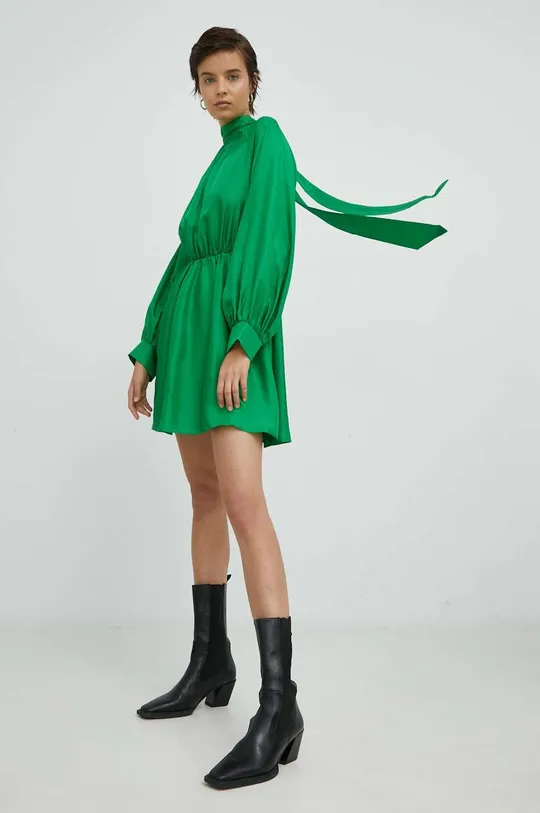 Svilena obleka Samsoe Samsoe zelena