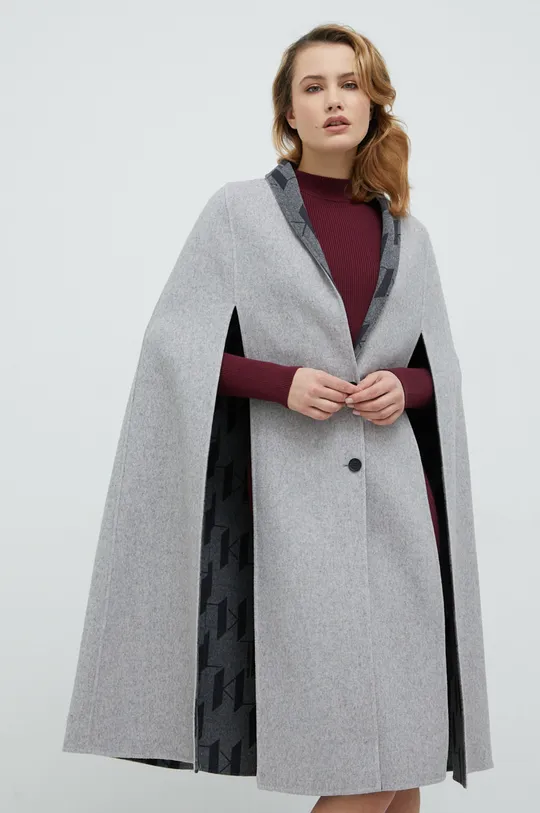 γκρί Μάλλινο παλτό διπλής όψης Karl Lagerfeld Γυναικεία
