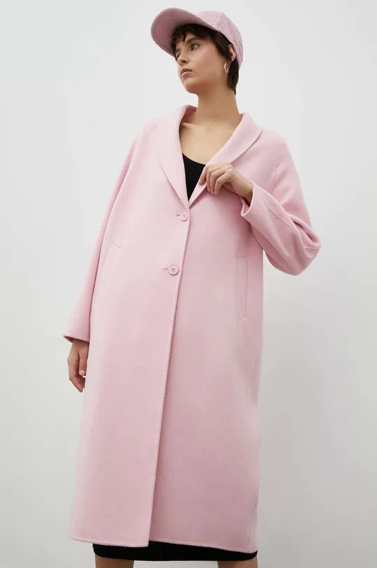 ροζ Μάλλινο παλτό American Vintage
