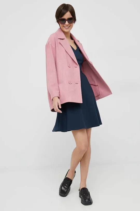 Kabát s prímesou vlny Sisley ružová