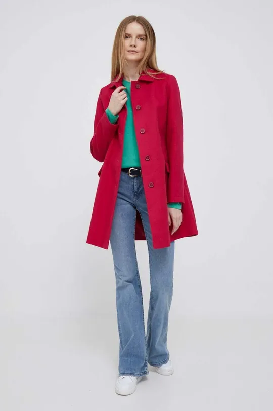 Βαμβακερό παλτό United Colors of Benetton ροζ