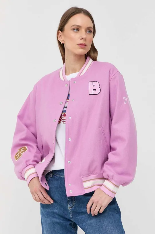 рожевий Вовняна куртка-бомбер BOSS Жіночий