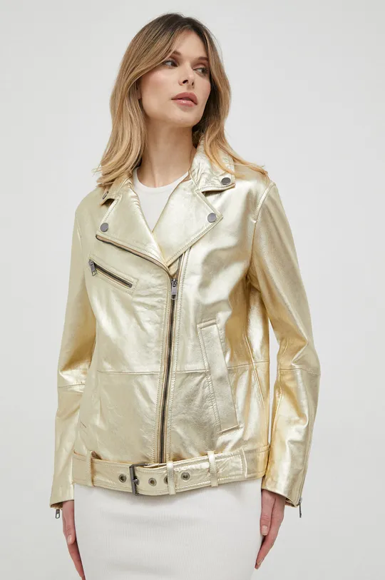 χρυσαφί Δερμάτινο jacket BOSS Γυναικεία