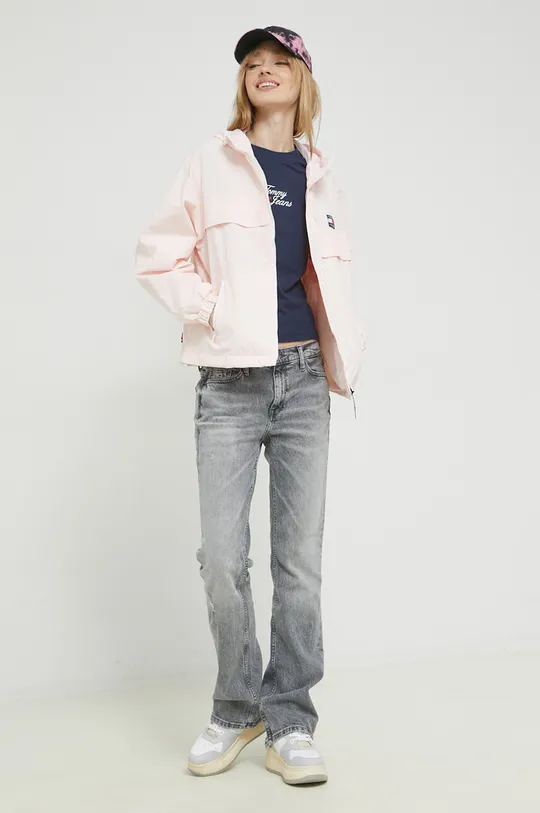 Tommy Jeans geaca roz pastelat