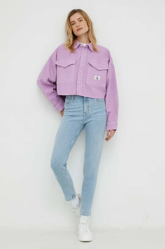 Calvin Klein Jeans kurtka jeansowa różowy