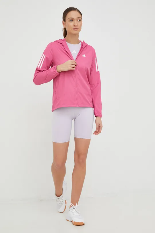Μπουφάν για τρέξιμο adidas Performance ροζ
