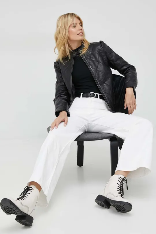 μαύρο Δερμάτινο μπουφάν Pepe Jeans Γυναικεία