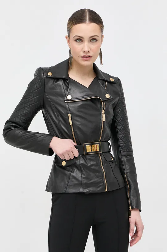 μαύρο Δερμάτινο jacket Elisabetta Franchi Γυναικεία