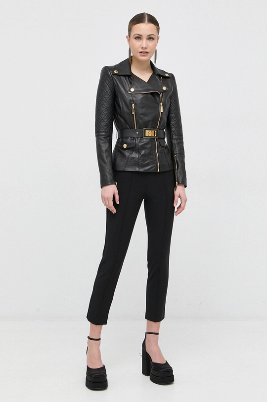 Δερμάτινο jacket Elisabetta Franchi μαύρο