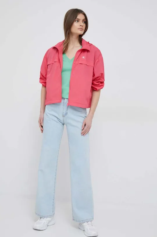 Vetrovka Calvin Klein Jeans ružová