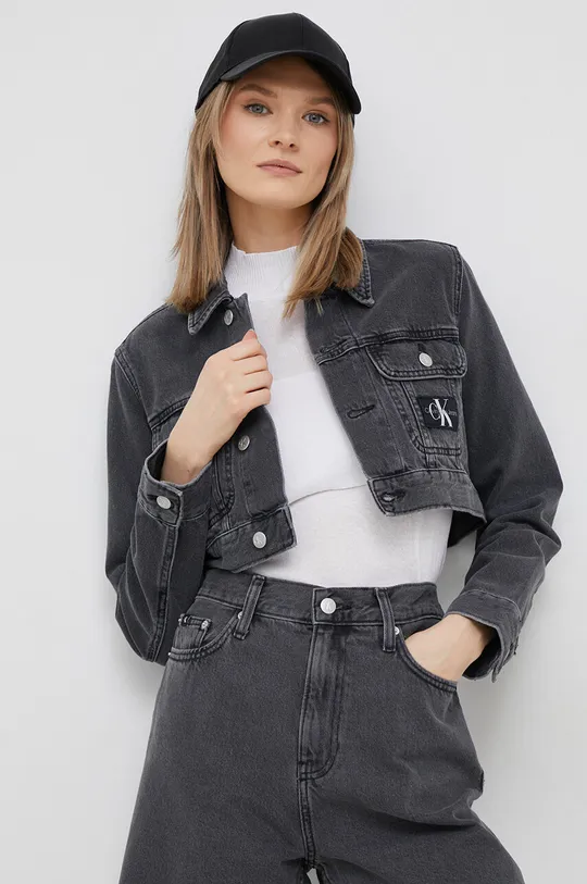 sivá Rifľová bunda Calvin Klein Jeans