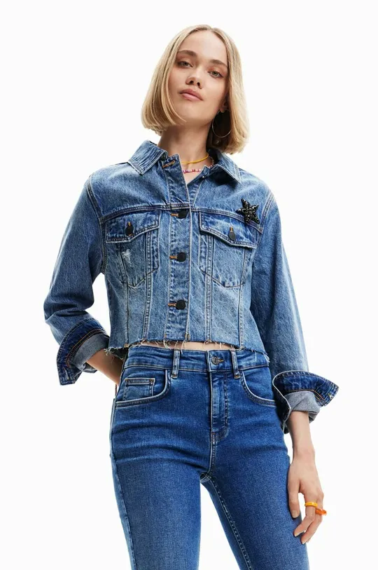 modra Otroška jeans jakna Desigual Ženski