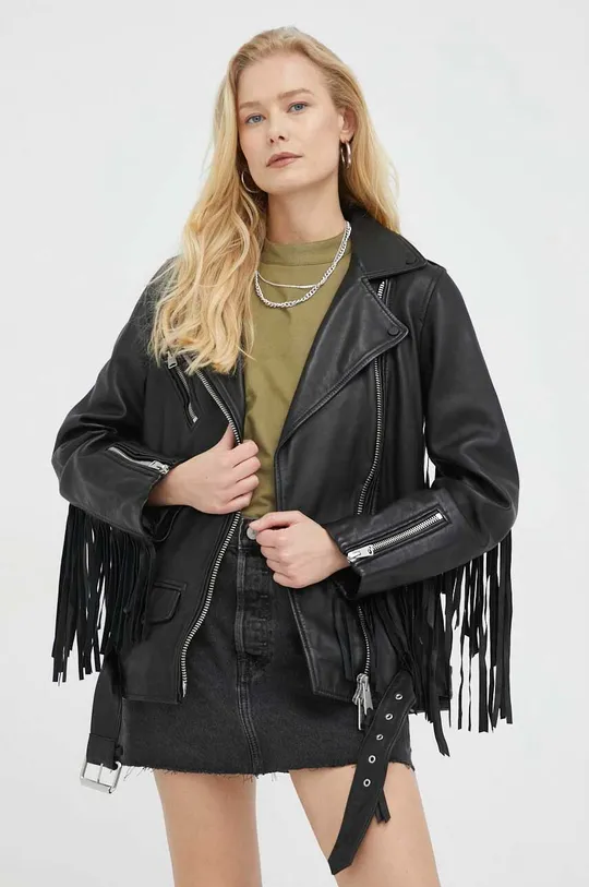 μαύρο Δερμάτινο jacket AllSaints Γυναικεία