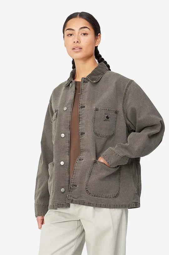 szary Carhartt WIP kurtka jeansowa bawełniana Michigan Coat Damski