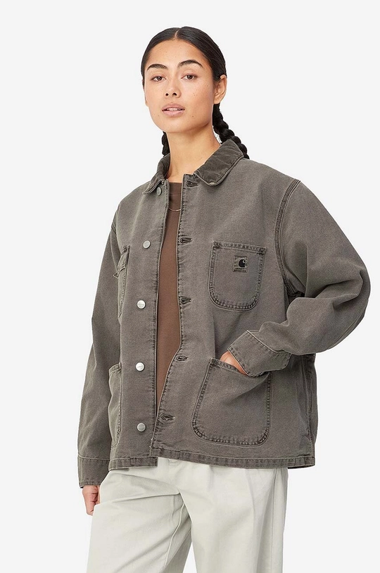 šedá Bavlněná džínová bunda Carhartt WIP Michigan Coat Dámský