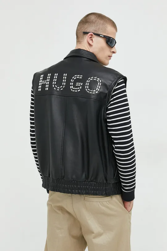 Шкіряна куртка HUGO чорний