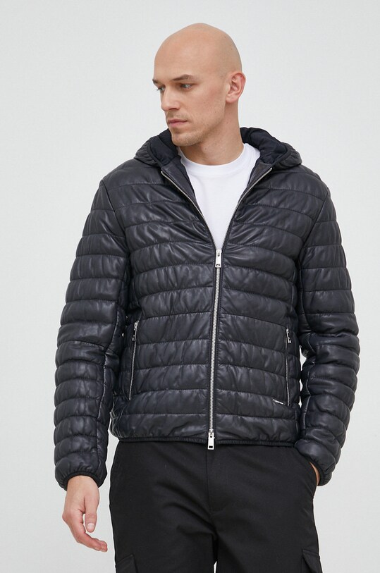 Кожаная куртка Armani Exchange мужская цвет чёрный переходная | ANSWEAR.ua