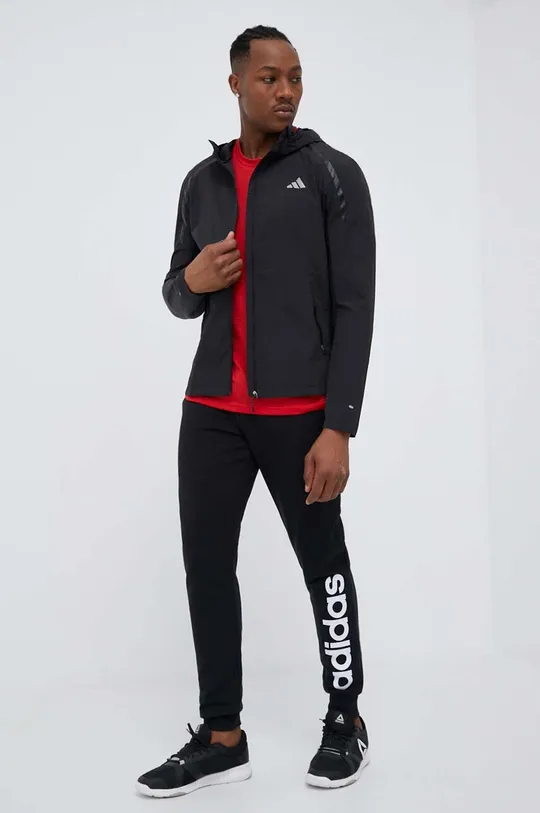Μπουφάν για τρέξιμο adidas Performance Marathon μαύρο