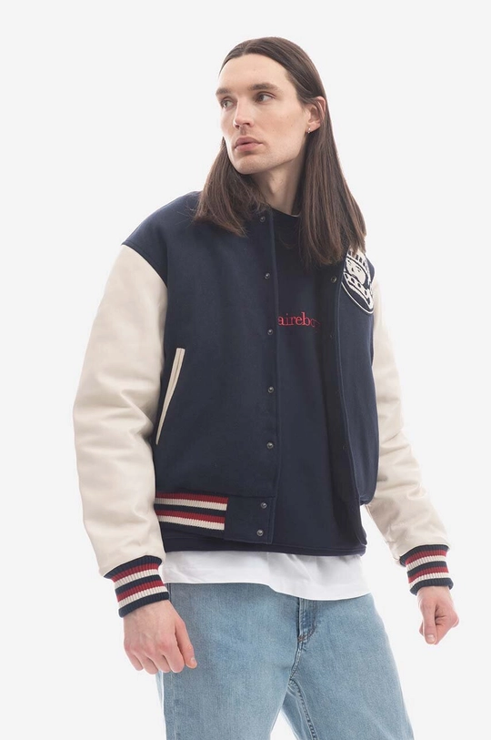 Bomber jakna s primjesom vune Billionaire Boys Club Leather Sleeve Astro Varsity Jack Jacket