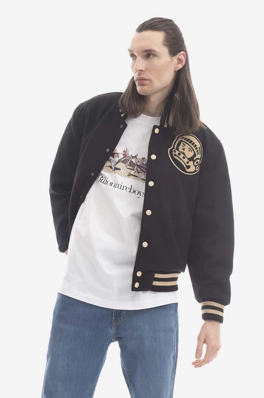 negru Billionaire Boys Club jachetă bomber din amestec de lână Astro Varsity De bărbați