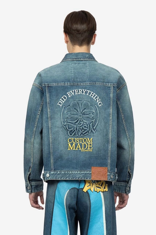 Evisu farmerdzseki Kamon Embossed Denim Jacket 99% pamut,  1% elasztán