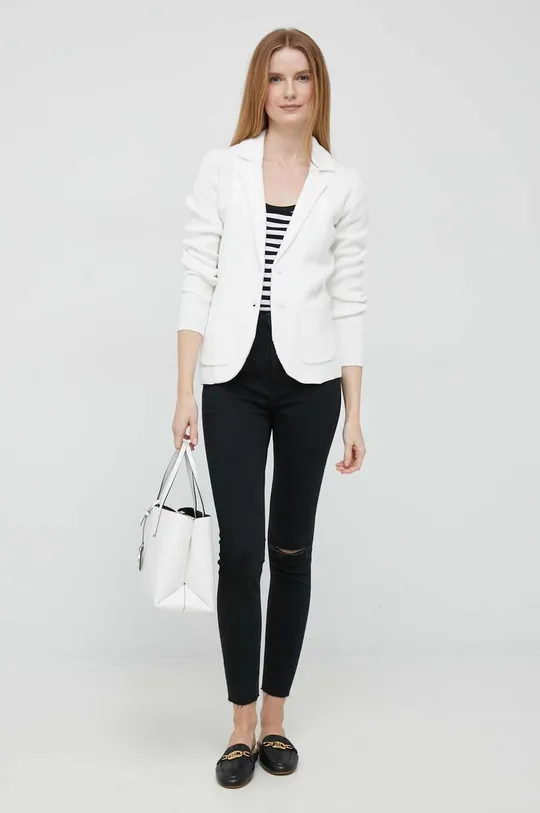 Βαμβακερό blazer Sisley λευκό